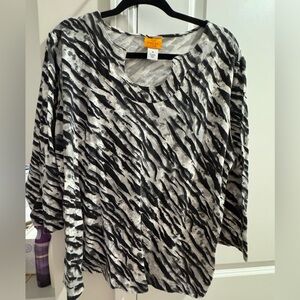 Ruby Rd. Black and Gray Zebra Print Blouse